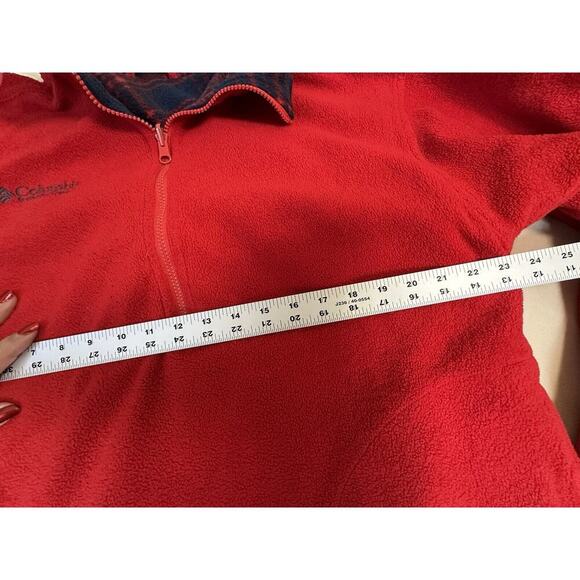 Vintage Columbia REVERSIBLE Pullover- Heavy Made In USA Quarter Zip Red Large - Picture 15 of 16